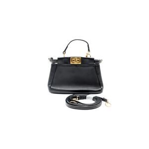 Fendi Mini Peekaboo Leather Bag In Black